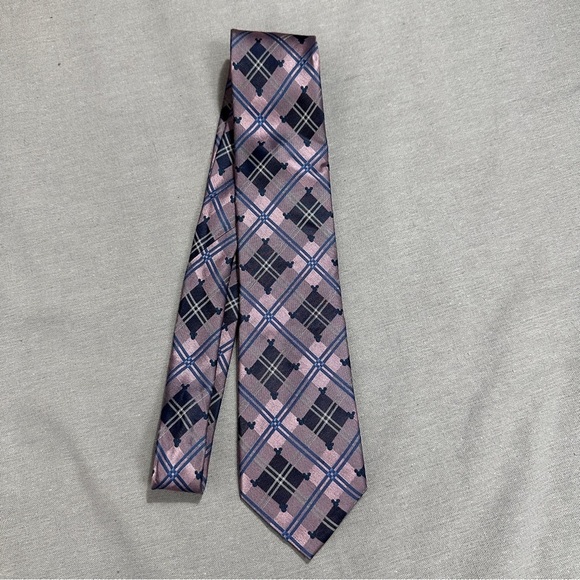 Disney Parks plaid Mickey Mouse tie, 100% silk, "hidden Mickeys", purple - Picture 3 of 7